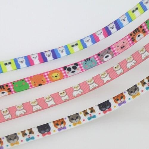 DHK 3/8'' 50yards Cat Sheep Animals Alpaca printed grosgrain ribbon Accessory hairbow headwear DIY decoration 9mm S1403