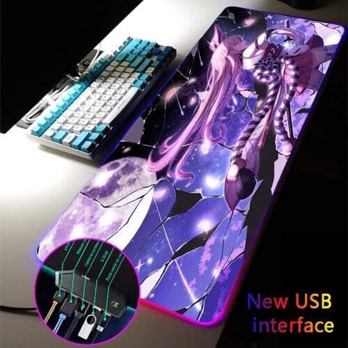 Honkai Impact RGB Mouse Pad Typec Interface Multi-interface Four USB Docking Yae Sakura Large Pink Girl DeskMat USB HUB MousePad
