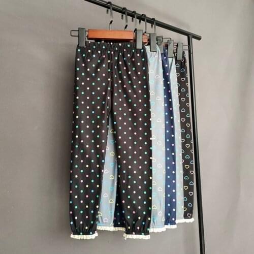 Sweet Girls Leggings Spring Summer Kids Dot Print Lace Pants Baby Girls Slim Trousers Childrens Elastic Elastic Waist Pants