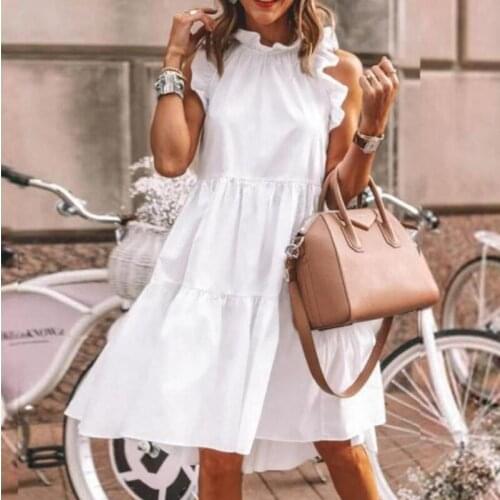 Summer Mini Dress Women Elegant Ruffled Party Dress 2021 Summer Beach Holiday Sundress Bohemian Vestido Plus Size Robe Y2k Dress