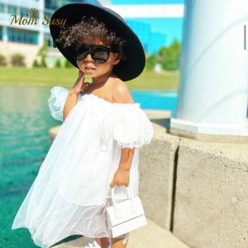 Baby Girl Fashion Princess Dress Mesh Off Shoulder Toddler Kids Summer Tulle Vestido Party Wedding Pageant Fairy Baby Clothes