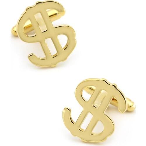 Mens U.S. Dollar Symbol Cuff Links Copper Material Golden Color