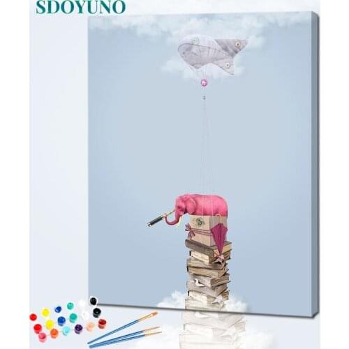 SDOYUNO Oil Painting By Numbers For Adults Elephant 60x75cm DIY Paint By Numbers On Canvas Animals Frame Watercolor Home Decor