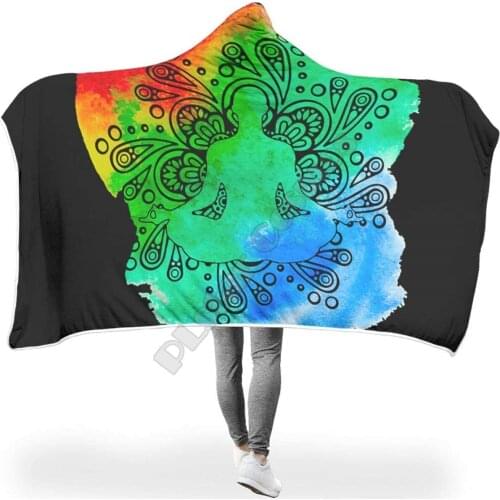 Yoga Lotus Hooded Blanket 3D Printed Wearable Blanket Adults men women kids Boy Girl Blanket style-2