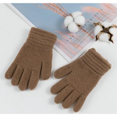Gloves Winter Kids Winter Solid Knitted Mittens Winter Full Finger Windproof Baby Girls Boys Warm Elastic Gloves Варежки Зимние