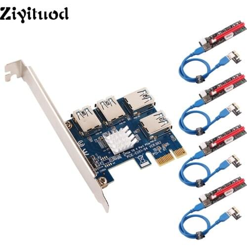 Ubit 1X TO 16X Graphics Extension Ethereum ETH Mining Powered Riser Adapter Card+4 port Transfer adapter+60cm USB 3.0 Cable
