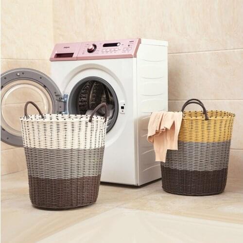 Braided Soft Plastic Washing Clothes Storage Bin Laundry Basket Hamper Holder Organizer With Handle