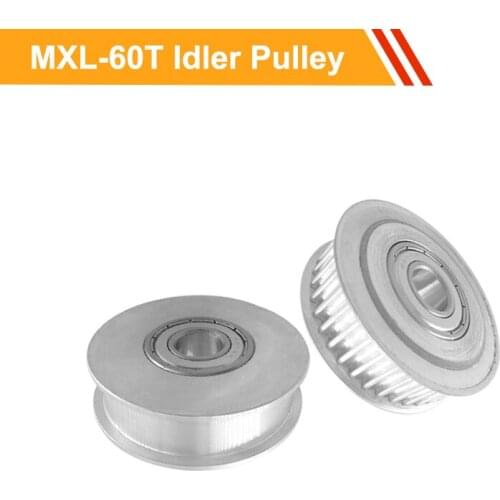 MXL 60T Tooth Belt Idler Pulley with/without Teeth 7mm/11mm Belt Width Bearing Pulley 5/6/8/10/12/15mm Bore Gear Belt Pulley