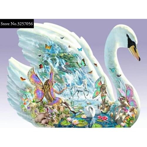 Full Diamond Embroidery Round Diamond Mosaic Animal Unicorn Needlework 5D DIY Diamond Painting Cross Stitch Swan Home Decoration