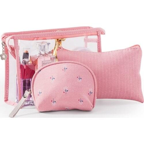 Portable Transparent PVC Cosmetic Bag Large Capacity Travel Woman Printing Organizer Makeup Pouch