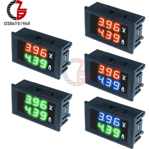 DC 100V 10A Digital Voltmeter Ammeter Car Motorcycle Voltage Current Meter Volt Amp Tester Detector Red Green Blue Dual Display