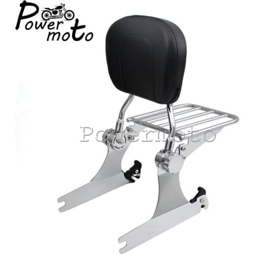 Motorcycle Adjustable Detachable Backrest Sissy Bar Luggage Rack For Harley Dyna Street Bob Super Glide FXD FXDC FXDB FXDL