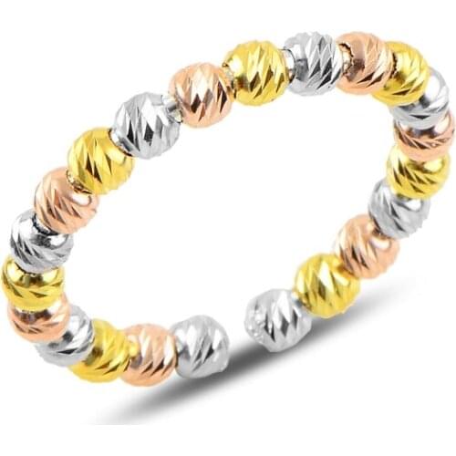 Silver 925 Sterling 3 Color Dorica Top Single Row Ring