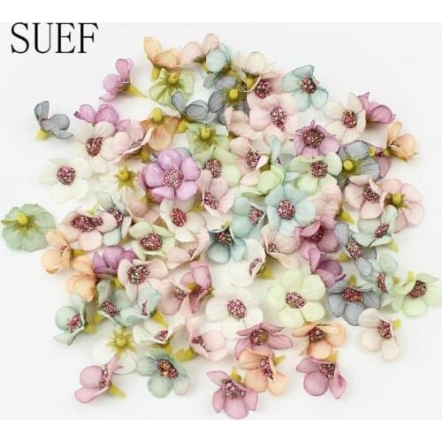 SUEF 20Pcs 2cm Multicolor Daisy Flower Heads Mini Silk Artificial Flowers for Wreath Scrapbooking Home Wedding Decoration@1