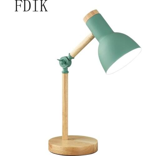 Nordic Metal Macaron Led Table Lamp Modern Wood Desk Light Eye Protection Reading Lamp Study Room Vintage Decor Indoor Lighting