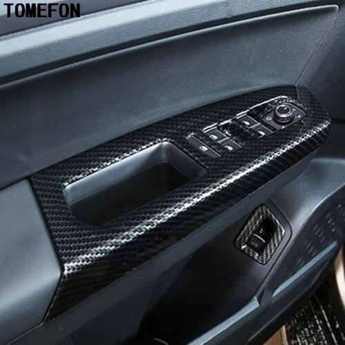 TOMEFON 4pcs For Volkswagen VW Teramont Atlas 2017 2018 Car Interior Door Window Lift Switch Button Cover Tims Car Styling