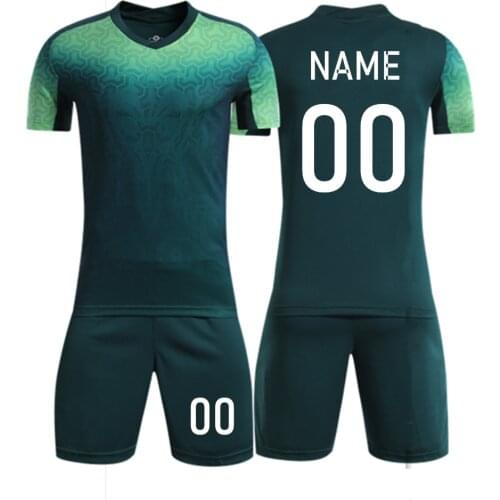 Kids Adult Soccer Jersey Set Short Sleeve Training Suit Men Women Football Uniform Boys Girls Kit Print V-Neck Sports Clothing