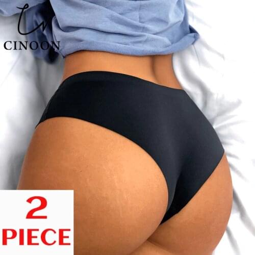 CINOON 2Pcs WomenS Underwear Seamless Panties Sexy Lingerie Low-Rise Solid Comfortable Briefs Woman Panty Sports Panties