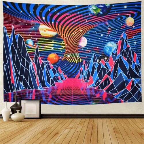 Magical Universe Tapestry Wall Decor For Room Background Rectangle Hippie Abstract Planet Galaxy Mountain View Tapestries