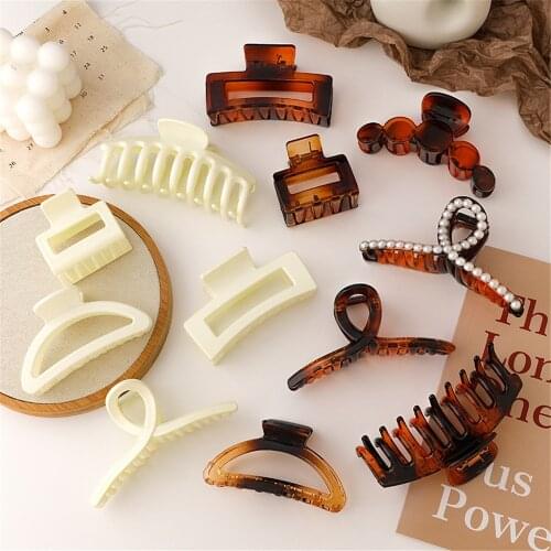 Summer Elegant Multicolor Transparent Resin Large Hair Clip Bath Hair Claw for Women Girl Shark Hair Accessories Hair Style Make