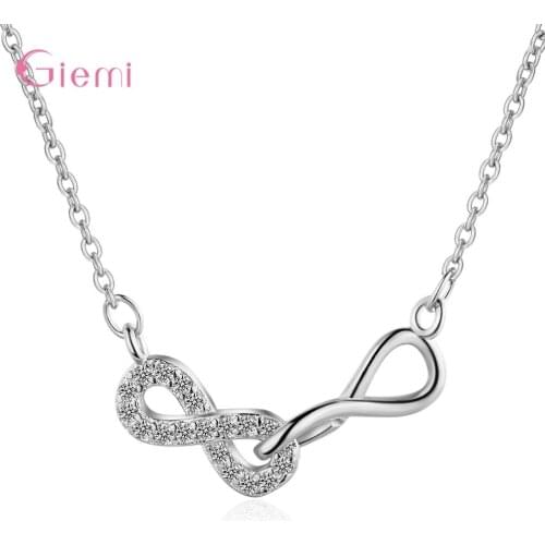 Personality 925 Sterling Silver Cubic Zircon Infinity Friendship Necklace Pendant Jewelry For Women Best Friend Lover Gift