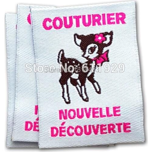 Free shipping custom clothing woven labels with cut/garment embroidered tags/brand name/trademark/T-shirt labels 1000 pcs a lot
