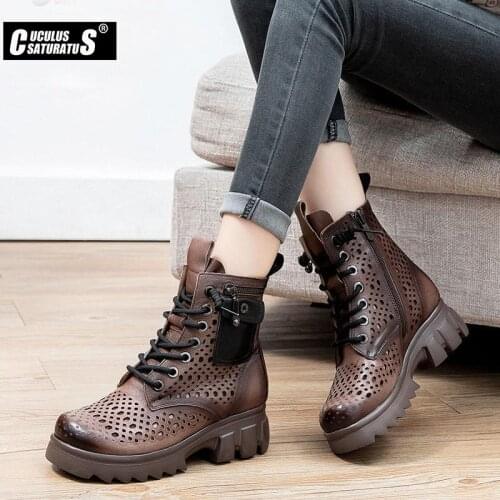 Cuculus Women spring summer Ankle Boots For Woman Genuine Leather Casual Martin Boots Soft Bottom Female Shoes