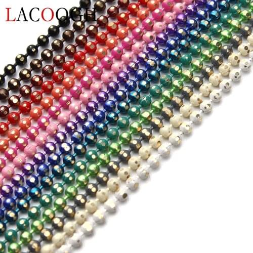 10M/pack 1.5mm Copper Ball Beads Chains Bulk Round Faceted Beads Link chains fit Womens DIY Jewelry Bracelets Necklaces Making
