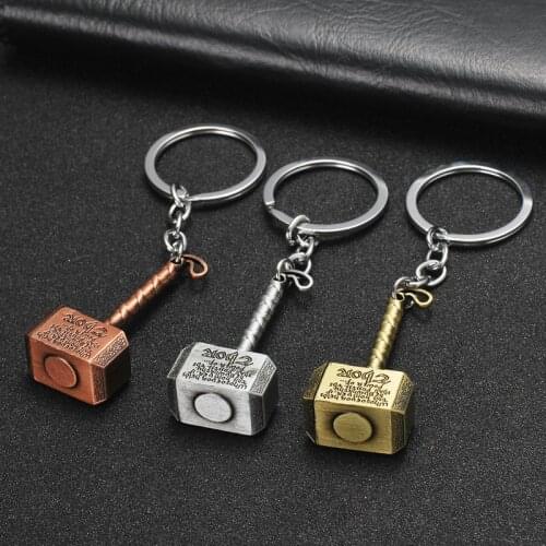 Disney Keychain Marvel Legends Avengers Movie Key Chain Thor Hammer Keyring Metal Antique Plated Fitness Tracker Fashion