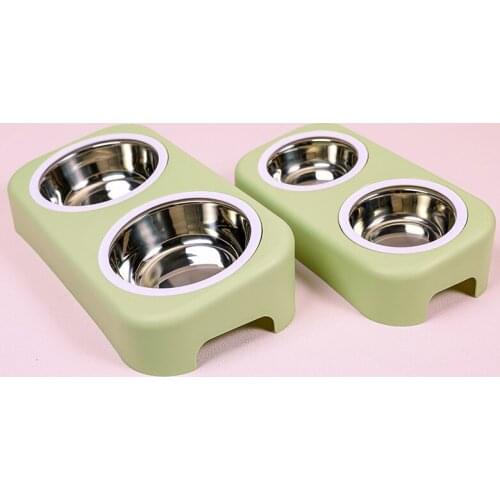 Double Cat Bowl Water Storage Stainless Steel Pet Dog Cat Food Bowl Container Pet Drinking Dish Feeder Easy Clean Bowls L Size