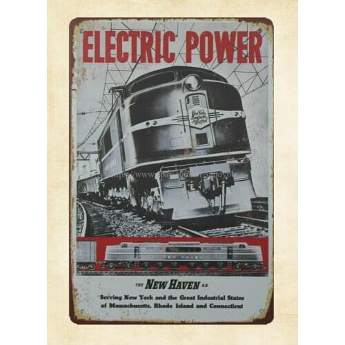 Electric Power New Haven Railroad metal tin sign tree wall art