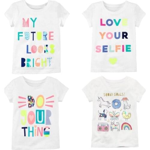 White Character Baby Girl Clothes Cute Children Outfits Newborn T Shirts Girls Tops Fashion 100% Cotton Colorful T-Shirt 0-2Year