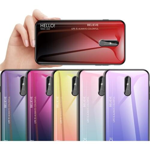 Gradient Phone Case for Nokia 9 Pureview 7 3.1 6.1 7.1 8.1 Plus Aurora Twilight Colorful Tempered Glass Case Full Back Cover