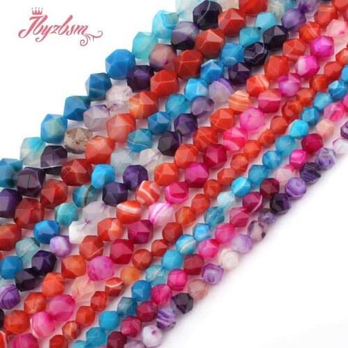 6,8,10mm Faceted Square Agates Beads Loose Natural Stone Beads For Necklace Bracelets Earring DIY Gift Jewelry Making Str 15"