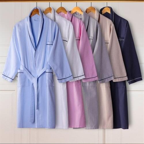 Waffle bathrobe hotel lovers bathrobe men women night dress water absorption sleepwear cotton kimono Khan Steam dress