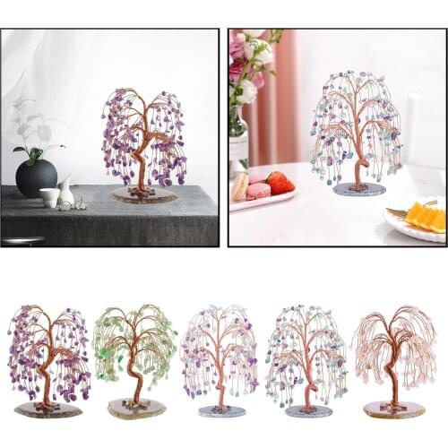 Feng Shui Crystal Money Wealth Luck Tree Natural Crystal Bonsai Money Tree for Office Home Desk Decoration Ornaments