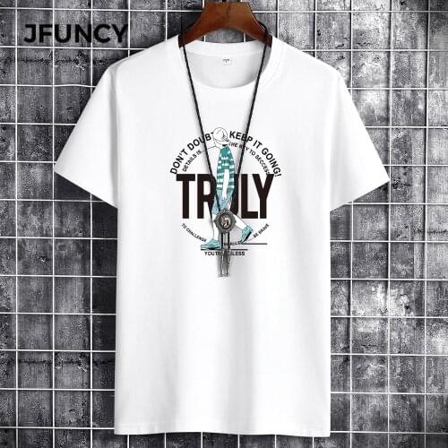 JFUNCY 2021 Summer Men T-Shirt Plus Size T-Shirt Fashion Handsome Harajuku Short Sleeve Top Cotton Casual Men T-Shirt Top
