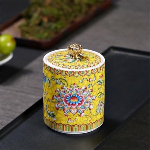 Ceramic Enamel Color Portable Canister Sealed Cans Spice Jar Travel Tea Caddy Seasoning Box Candy Storage Tank Food Container