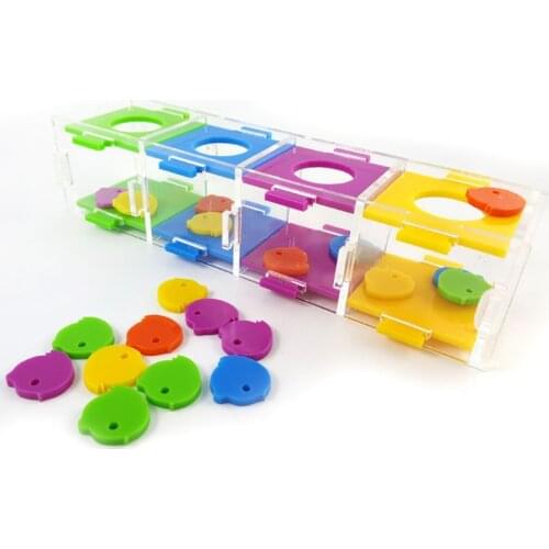 Colorful Bird Parrot Intelligence Toy Coin Box Macaw Cockatiel Training Interactive Playing Chew Toy