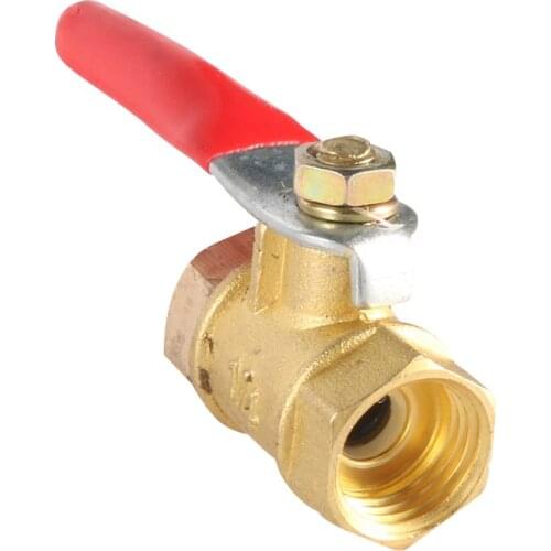 Brass pipe valve 1/4" female to female thread with red lever handle water stop switch garden agricultural water control valve