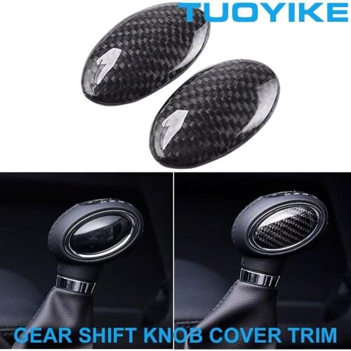 LHD RHD Car Real Dry Carbon Fiber Inner Gear Shift Knob Lever Cover Trim Sticker For BMW Mini Cooper F54 F55 F56 F57 F60 2015-Up