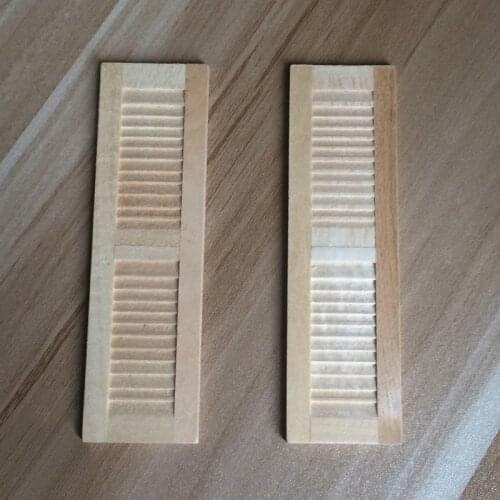 1Pair Wooden 1:12 Miniature Dollhouse Window Shutter Dollhouse Exterior Wall Decor Furniture DIY Accessories