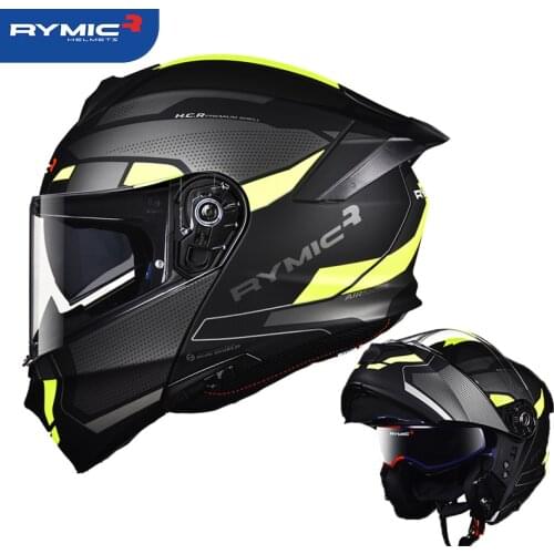 RYMIC Vinytage Motorcycle Flip Up Helmet Motorbike Full Face Modular Motorcycle Riding Helmets Capacete Mota Cascos Moto