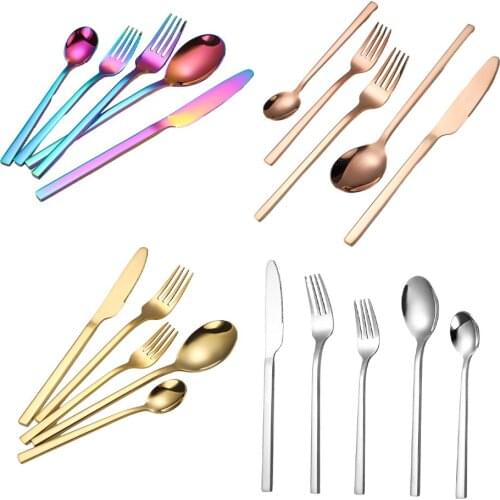 5x Glossy Tableware Cutlery Set Dining Knife Spoon Fork Reusable Dinner Flatware for Home and Restaurant Dishwasher Safe
