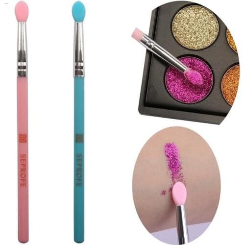 3Pcs Silicone Head Cosmetics Makeup Brush Set Lips Eyeshadow Makeup Brush Plastic Handle Eye Shadow Lip Applicator Brush Tool