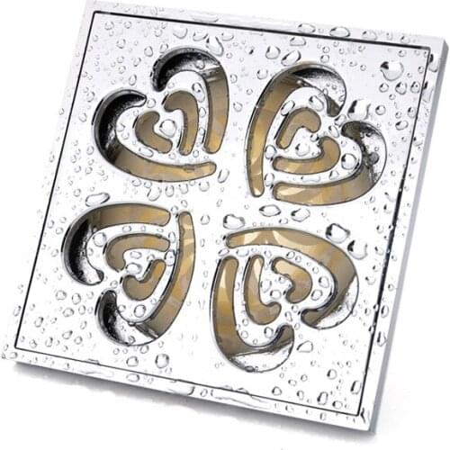 New Drains Bathroom Sink Bathtub Accessories Brass Chrome Square Style Floor Drainer Waste Bathroom Shower Drain 4 inch