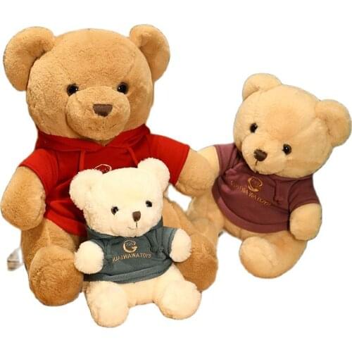 25/35/45cm New Fluffy Bear Plush Toy Soft Stuffed Cartoon Animal Bear With Sweater Doll Baby Appease Lover Girlfriends Birthday