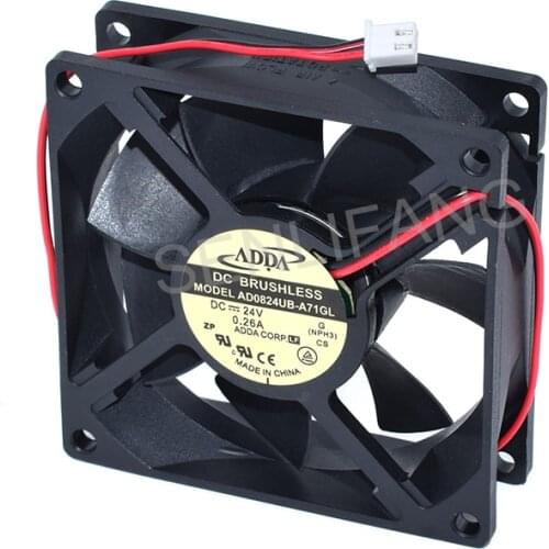 New For ADDA AD0824UB-A71GL 24V 0.26A 80 * 80 * 25mm Two Wires DC Brushless Cooling Fan