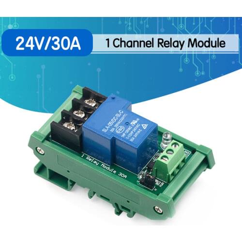 5V 12V 24V One 1 Channel Relay Module 30A with Optocoupler Isolation Supports High/Low Level Trigger with Guide Rail