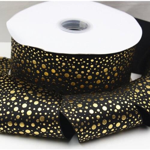 OOOT BAORJCT 17328-18,3" 75mm hot gold dot sparkle color glitter ribbon 5ys,DIY handmade materials,wedding gift wrap accessories